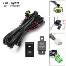 For Toyota H8/H11/880/881 LED Fog Light Wiring Harness w/ 40A Relay+Fuse+Switch 
