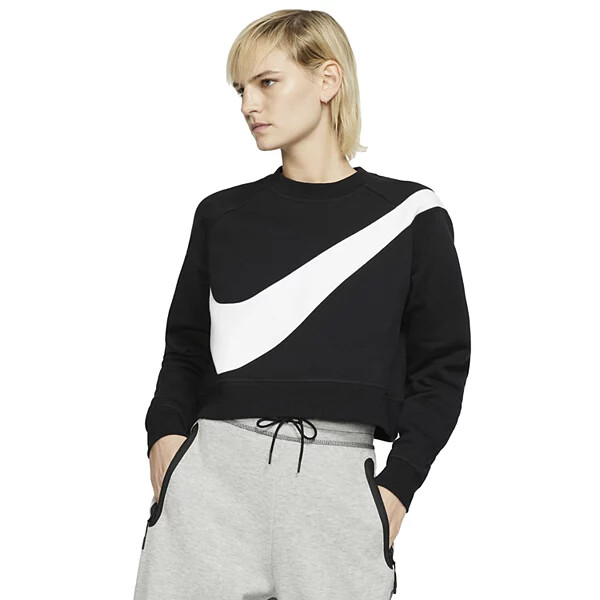 black nike swoosh crewneck