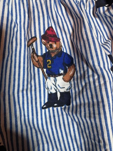 Vintage Polo Ralph Lauren Teddy Bear Blue Striped TWIN Bedskirt Ruffle Retired - Picture 9 of 17