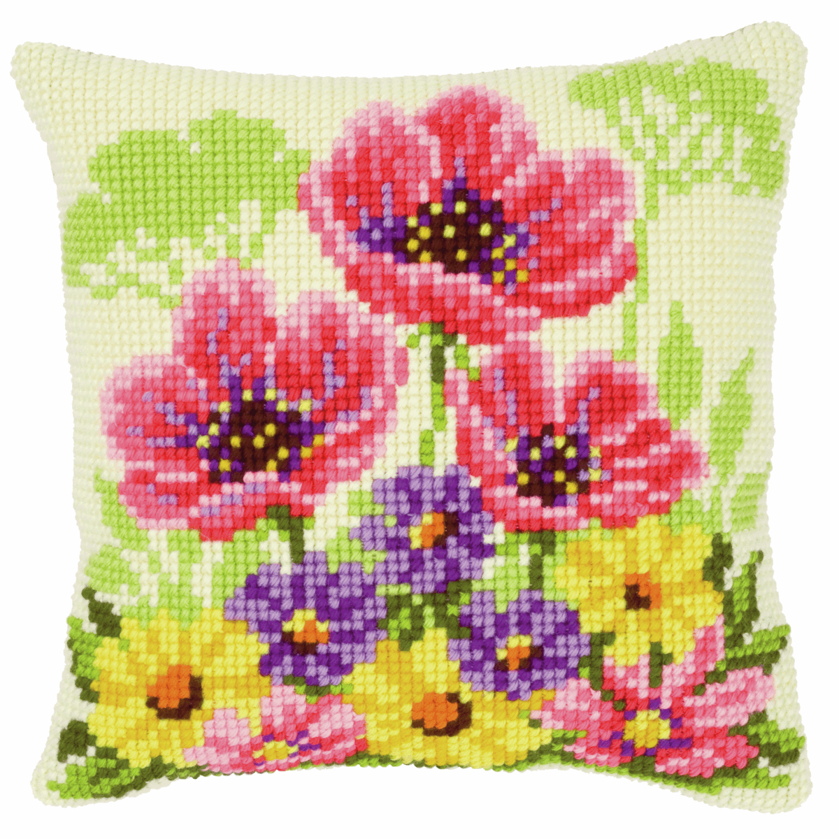 Vervaco Flower Field Poppies Cross Stitch Cushion - Image 2