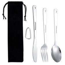 3Pcs Stainless Steel Camping Picnic Cutlery U...