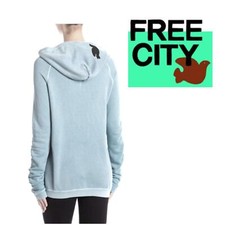 FREE CITY Superfluff Lux Pullover Modal Hoodie baby blue Size 4
