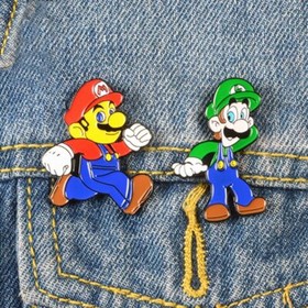 Metal Enamel Super Mario Pin luigi mushroom nintendo nes classic lapel baseball