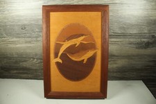 Hudson River Inlay Marquetry Wooden Dolphin Picture 53 embossed Nelson