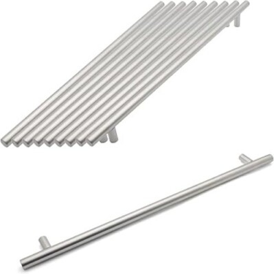 10er Pack Gebürstetes Nickel Edelstahl Küche Schrank T Bar Griff 320 mm