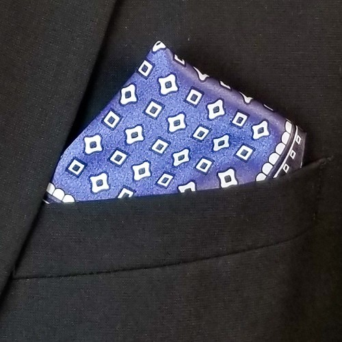 Italian Classic Tie And Top Pocket Square Paisley Floral Purple Blue Polka Dots - Picture 5 of 6