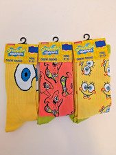 SpongeBob Patrick Socks Men 3 Pairs Novelty Adult Sizes 9-13 New Nickelodeon