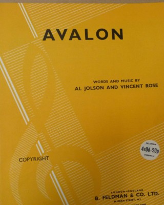 Liederblatt AVALON Al Jolson, Vincent Rose