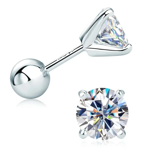 2 CT D Color VVS1 Moissanite Screw Back Ball Stud Earrings for Women Men - GRA - Picture 20 of 20