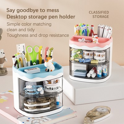 Practical Multi-Functional Desk Organizer Pen Holder Cosmetics Storage Shelf^