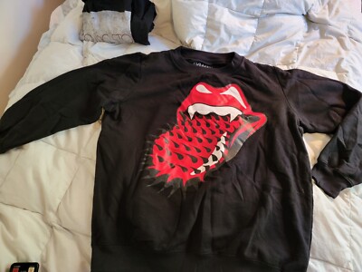 トップス THE ROLLING STONES SPIKE TONGUE CREWNECK The Rolling Stone Black Spiked Tongue Sweatshirt size S - NWOT | eBay