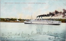 SS 'Princess Victoria' Ship Vancouver Victoria Route BC c1907 Postcard H8