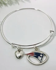 Patriots NFL Football Team Football Shaped charm Expandable Bracelet