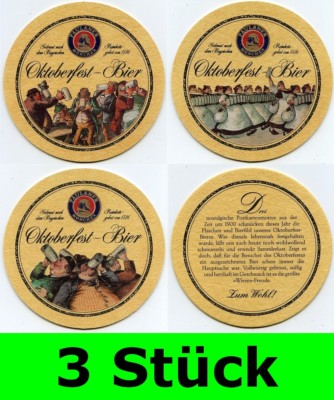Bierdeckel Serie - Paulaner München - Oktoberfest Bier (3 Deckel)