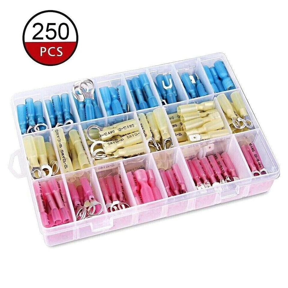 250pcs Heat Shrink Wire Connector DIY Kit Waterproof Marine Automotive Terminals - Image 2 of 4
