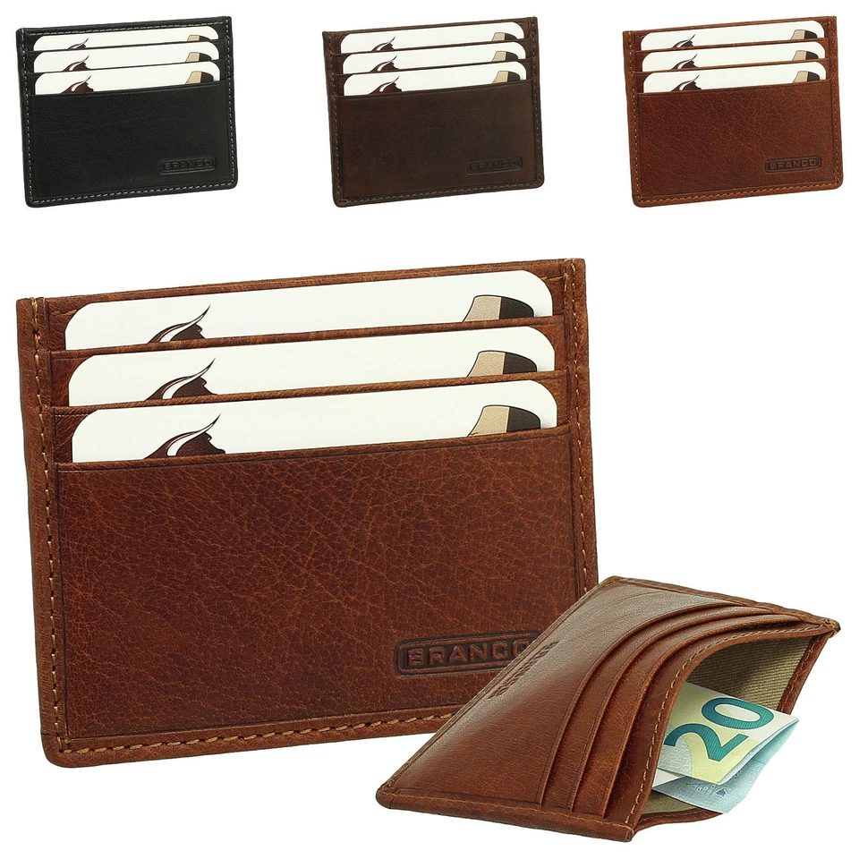 BRANCO LEDERWAREN Luxus Leder Kartenetui Kreditkartenetui extra flach mit Zusatzfach Branco 16739