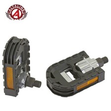 NEW BICYCLE FOLDEN PEDALS 876L IN BLACK/SILVER COMPATIBLE WITH 1/2 CRANK.