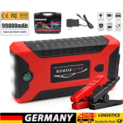 99800MAH AUTO KFZ STARTHILFE JUMP STARTER 12V LADEGERÄT BOOSTER POWERBANK PKW 
