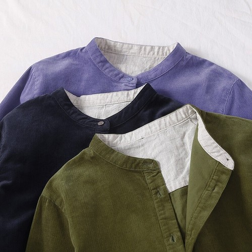 Lady Corduroy Shirt Blouse Loose Long Sleeve Button Thin Jacket Top Casual Retro - Picture 3 of 15