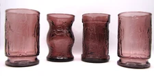 4 Vintage Wheaton Purple Glass Tumblers Revolutionary War Home Decor
