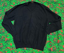 Loro Piana Cashmere V-Neck Black Sweater Sz 56