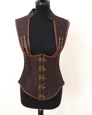 Schnür Miederkorsage Grösse S Vintage Gothic Steampunk Brokat Damen T020