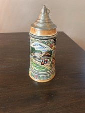 Vintage Ceramic German Hand Painted Lidded Beer Stein “Black Forest”