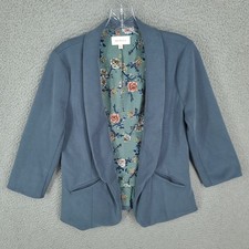 Skies Are Blue Hannah Modal Scuba Blazer Womens Medium 3/4 Sleeve Open Front