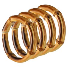 2 Inch Bamboo Purse Handles, 4 Pcs Round Replacement Handmade Rings, Brown