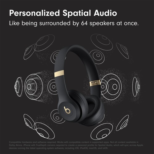 Beats Solo 4 Wireless On-Ear Headphones - Black & Gold Spatial Audio with - Picture 6 of 10
