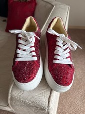 Betsey Johnson Shoes Women  s SZ 6 Red Rhinestones Platform Sneakers