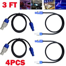 4Pcs 3ft 16AWG Stage Lighting Fixture For PowerCon Power-Through Blue Cable NEW