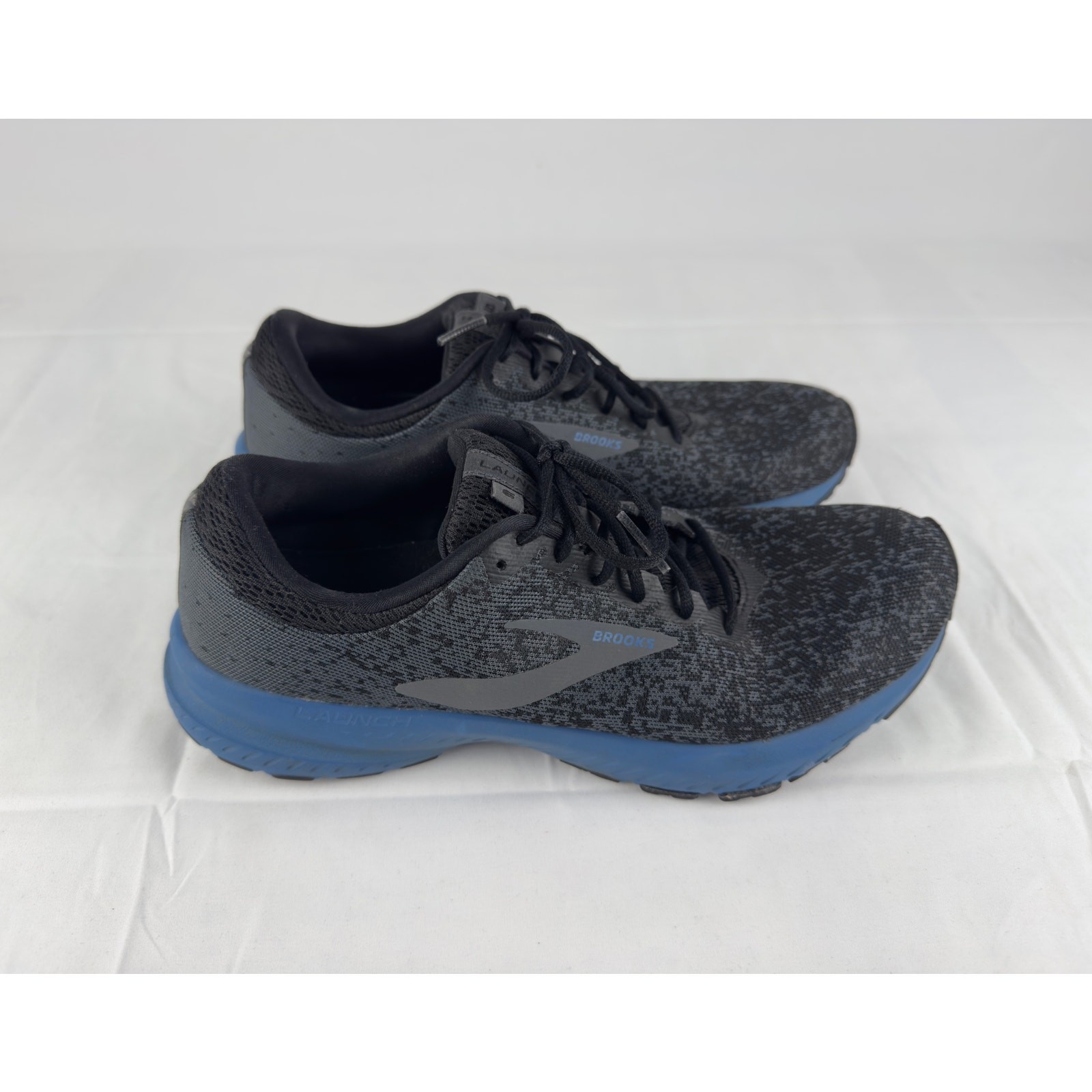 SAOLA Scarpe da corsa Brooks Launch 6 uomo taglia 10 nere blu riparate suola destra