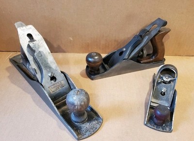 3 Vintage Hand Planes. Stanley Block,Fulton #3 Wards # 5 Size,Woodworking Tools