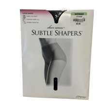 JCPenney Sheer Caress Subtle Shapers Pantyhose Average Off Black Girdle Top NEW