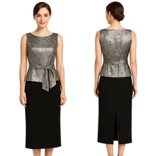 YL By Yair Maxi Dress 6 Two Tone Grey Black Sleeveless Glitter Formal Elegant