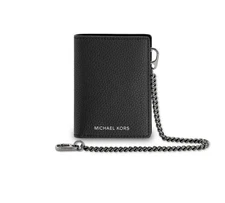 Michael Kors Bifold Snap Black Wallet with Removable Chain-Faux Leather NEW#M4-1