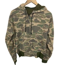 Vintage 80’s Camo Zip Up Thermal Lined Hoodie Sweatshirt Size Men’s Medium