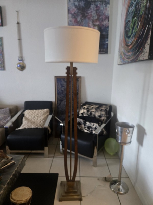 Boydton Floor Lamp Stained Wood Bronze Iron Details 66"H ~ Uttermost 28105