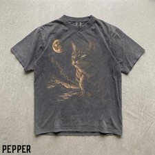 Tabby Cat Howling to the Moon Shirt, Vintage Moon Cat Graphic Tee