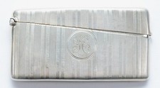 A Lovely Antique Solid silver arched card case, Birmingham 1922, 