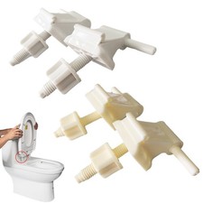 Sturdy and Easy to Install White Plastic Toilet Seat Hinge Replacement Kit