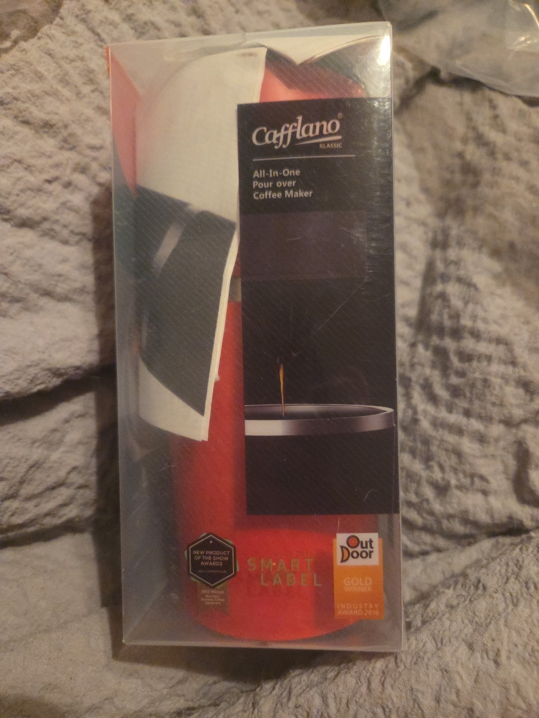 CAFFLANO KLASSIC RED & STAINLESS POUR-OVER TRAVEL COFFEE SET FILTER GRINDER NWOB