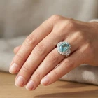 Santa Maria Blue Aquamarine 4.15Ct 925 Sterling Silver White Gold Rings Size 7