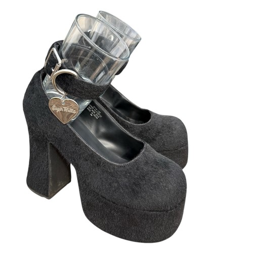 Dolls Kill Sugar Thrillz Black Platform Mary Jane Heels Women's Sz 8 Grunge Goth