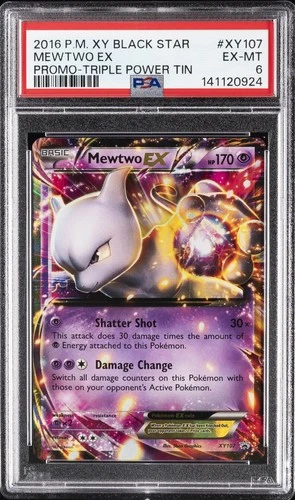 2016 POKEMON XY BLACK STAR PROMO TRIPLE POWER TIN #XY107 MEWTWO EX PSA 6