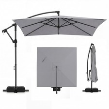 8 x 8 FT Offset Cantilever Patio Umbrella Square Hanging Outdoor Market Umbrella