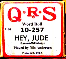 QRS Word Roll The Beatles HEY JUDE Nils Anderson 10-257 Player Piano Roll