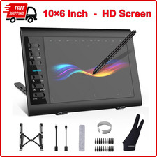 10x6 inch Digital Drawing Tablet HD Screen Graphics tablet with Battery-free Pen