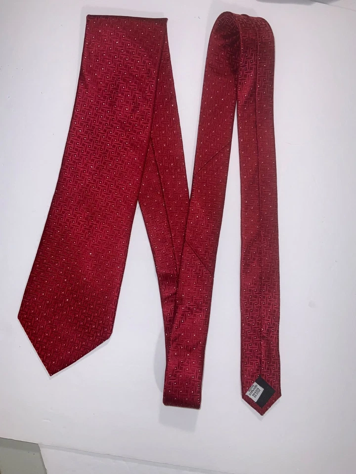 "Corbata GEOFFREY BEENE 100% seda roja, dorada larga 64"" x 3 3/4"" gran corbata de Navidad" Foto 4 de 4